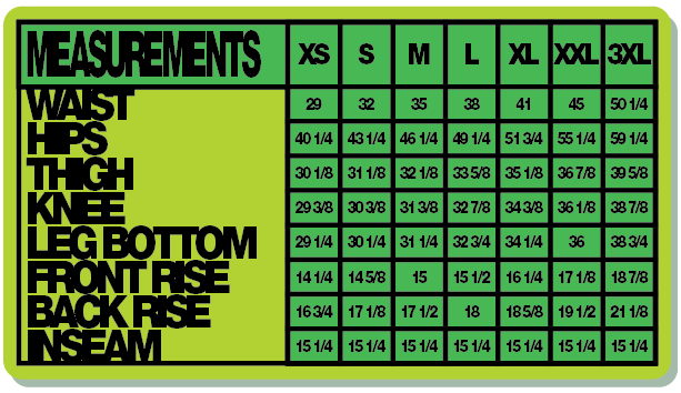 Measurement specs for RIDDIM JORTS